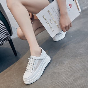 Chaussures de course d'été <span class=keywords><strong>JOYTIME</strong></span> pour femmes, nouvelle collection, respirantes, en maille, à semelle épaisse, blanches, à lacets, rehaussantes - Product Image 4