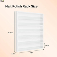 Precio de Fábrica, Organizador de Esmalte de Uñas Profesional de Madera Pulida de 6 Niveles para Montar en la Pared con Separador Acrílico, Superventas