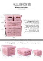Panier de rangement rectangulaire empilable en plastique PP de style nordique avec couvercle et poignée pour vêtements, jouets, collations, salle de bain, rangement domestique