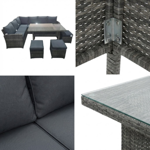 Conjunto <span class=keywords><strong>de</strong></span> Sofás Esquineros en Forma <span class=keywords><strong>de</strong></span> L <span class=keywords><strong>de</strong></span> <span class=keywords><strong>Aluminio</strong></span> <span class=keywords><strong>de</strong></span> Alta Gama y Confortable <span class=keywords><strong>de</strong></span> 5 Piezas <span class=keywords><strong>para</strong></span> Patio y Jardín - Product Image 4