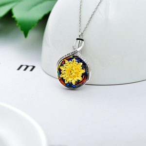 cremación de la joyería de plata esterlina volcán cristal círculo flor diseño regalo cenizas <span class=keywords><strong>pelo</strong></span> Memorial collar urna collar - Product Image 6