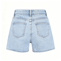 Shorts en jean taille haute pour femme, style boyfriend, à franges, déchirés, en denim extensible, vente en gros