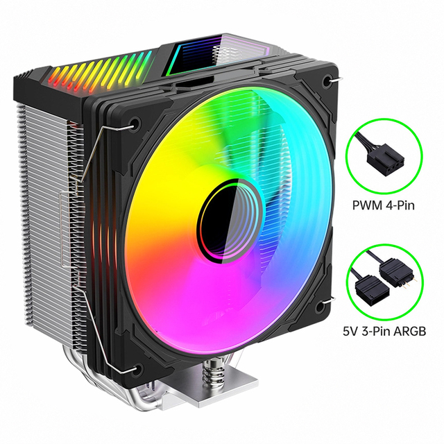 High Airflow 72CFM CPU Cooler 120mm ARGB Fan 100000h Life LGA1851 AM5 PWM 190W Heatsink for Intel AMD Gaming PC Case