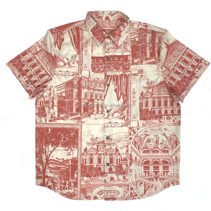 <span class=keywords><strong>Camicia</strong></span> a maglia a maniche corte stampata Casual da uomo per la primavera da viaggio o da spiaggia - Product Image 2
