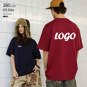 US Size Oversized Unisex <b>Tshirt</b> 260 GSM 100% Cotton Dropped Shoulders Custom Logo Print Heavyweight High Quality Knitted High - Product Image 1