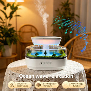 Diffuseur d'arômes ultrasonique <span class=keywords><strong>de</strong></span> bureau, humidificateur à gouttes <span class=keywords><strong>de</strong></span> <span class=keywords><strong>pluie</strong></span>, diffuseur d'huiles essentielles avec <span class=keywords><strong>bruit</strong></span> blanc naturel et design paysager - Product Image 4