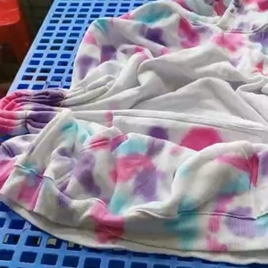 Sudadera con Capucha de Manga Larga de Algodón 100% de Alta Calidad para Mujer, a la Moda, con Bordado, Estilo Tie-Dye Azul - Product Image 5
