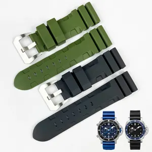 24Mm 26Mm Dive Watch Bands Voor Panerai Rubber Siliconen Band Sport Horlogeband Pam 441 359 Mannen Horloge Armbanden Zwart