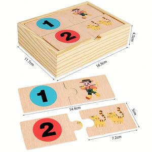 Puzzle éducatif en bois pour enfants, boîte à dessins animés, animaux, chiffres, formes, reconnaissance des mots anglais pour bébés, apprentissage précoce - Product Image 2