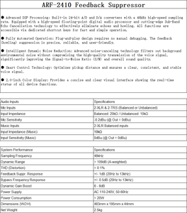 Gooermi ARF-2410 ตัวลดเสียงสะท้อนแบบดิจิตอลระดับมืออาชีพ และโปรเซสเซอร์ป้องกันเสียงดังกรน สำหรับการแสดงสดและการประชุม - Product Image 2
