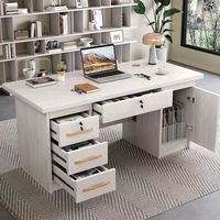 Escritorio de Computadora Moderno y Minimalista para Oficina con Cajones, Mesa de Escritura de Madera Sólida Ecológica para Oficina en Casa
