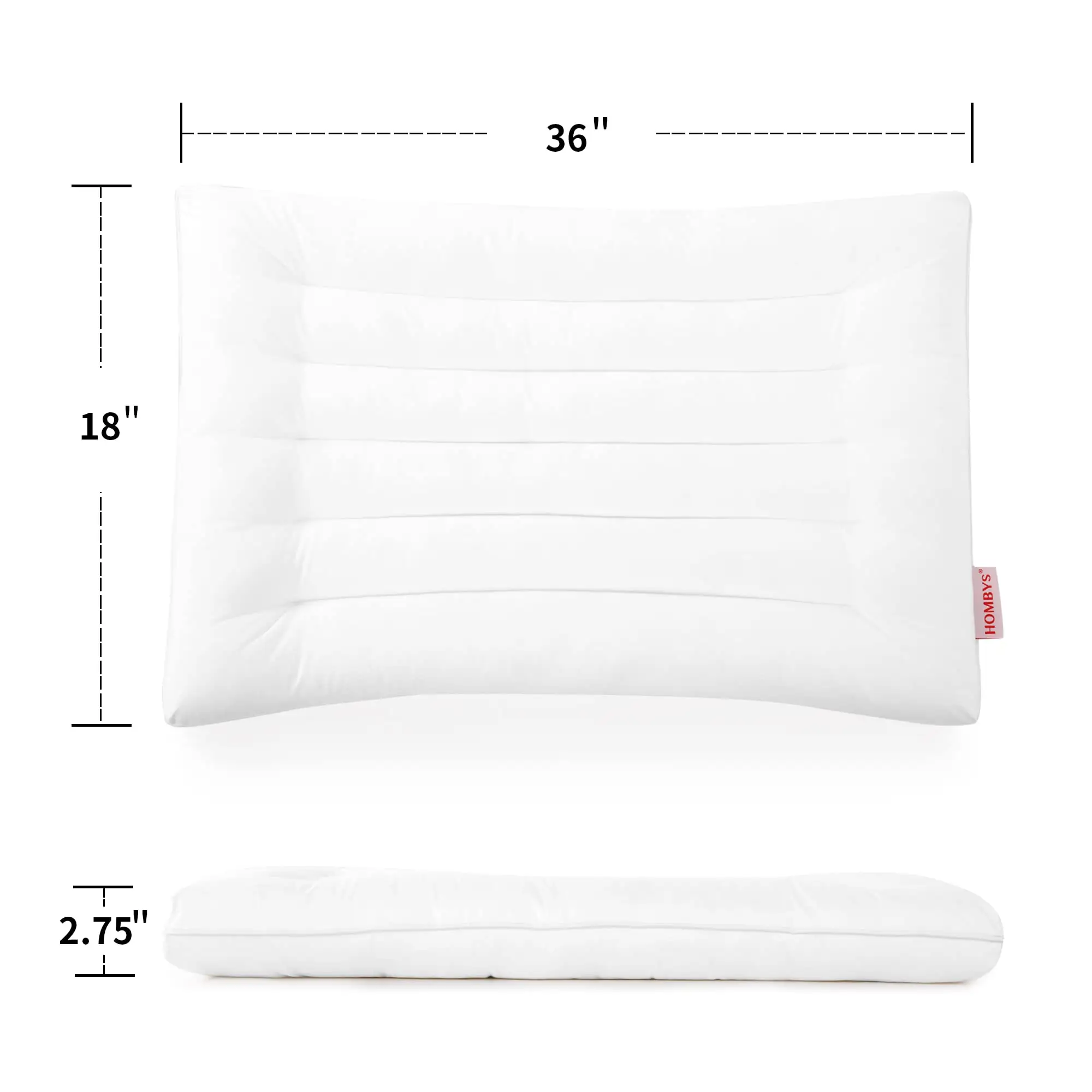 2.5 Inch Slim Flat Pillow Extra Low Thin Profile Bed Pillows for Stomach and Back Sleepers