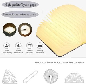 LED Wooden Book Lamp Creative USB Foldable <b>Reading</b> <b>Light</b> Children Birthday Holiday Gift Bedroom <b>Bedside</b> Decoration Night <b>Light</b> - Product Image 6