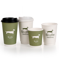 Vasos de Papel para Café Caliente Personalizados con Marca, 8oz 12oz 16oz, Vasos Desechables para Bebidas Calientes para Llevar, Vasos de Papel de Doble Pared Impresos para Cafetería