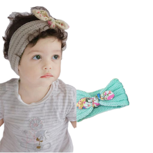 Vente chaude Hiver Oreilles De Lapin Turban Nouveau Design Tricoté Bébé <span class=keywords><strong>Bandeau</strong></span> avec Arc Réchauffeur Bébé <span class=keywords><strong>Bandeau</strong></span> - Product Image 1