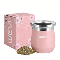 WEVI Tasse à double paroi en acier inoxydable 304 de 8 oz, isolée sous vide, pour Yerba Mate, avec isolation thermique de 12 à 24 heures, design écologique