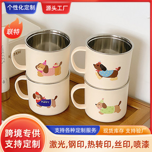 Taza de acero inoxidable personalizada con asa para uso doméstico y en pareja - Product Image 4