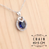 Parures de bijoux en argent 925 saphir bleu pour femmes Mariage de mariée Zircone blanche Boucles d'oreilles Bague Bracelet Pendentif Collier
