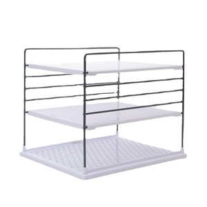 Multi Layer <b>Desktop</b> <b>Shelf</b> 3 Tier White Iron Frame Standing Type For Cosmetics Kitchen Supplies Office Organizer - Product Image 3