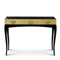 Meubles de bureau à domicile de luxe, entrée, couloir, lignes élégantes, détails en bois et artisanat haut de gamme, table console