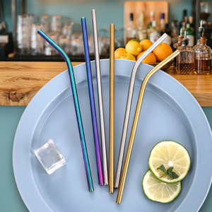 Modern Metal <b>Drinking</b> <b>Straws</b> Set of 5 Reusable Cocktail <b>Straws</b> in Blue Purple Gold Silver Colors <b>for</b> Bar Accessories - Product Image 5