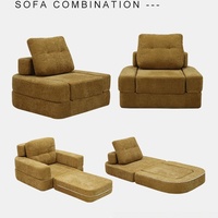 Fauteuil convertible modulaire simple, compressé sous vide, rembourré en mousse couleur moutarde, pour salon et bureau