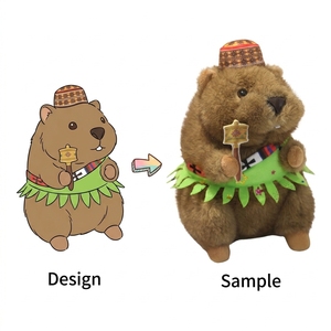 Peluche Personalizzato a Forma di Marmotto da Minatore, in Poliestere, con Cappello Etnico e Pala, Imbottitura in Cotone PP, Antistress, Unisex, Regalo di Compleanno per Bambini, Decorazione per la Casa - Product Image 1