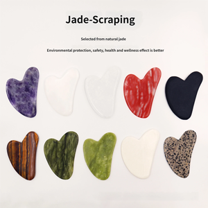 Outil de massage facial en pierre naturelle Gua Sha avec logo personnalisé, forme de cœur, outil de massage en <span class=keywords><strong>jade</strong></span> pour lutter contre le vieillissement et les soins de beauté - Product Image 2