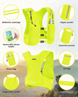 Chaleco de Hidratación para Correr Color Verde Neón, con Porta Teléfono, Bolsillo para Botella de Agua, Malla Transpirable, Ajuste Ajustable, para Maratón, Venta al Por Mayor OEM
