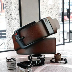 Cinturón de cuero marrón de negocios para hombres Retro Casual Pin de aleación suave para hebilla nueva vaca ocultar cintura Pinhole Correa Jeans para hombres - Product Image 2