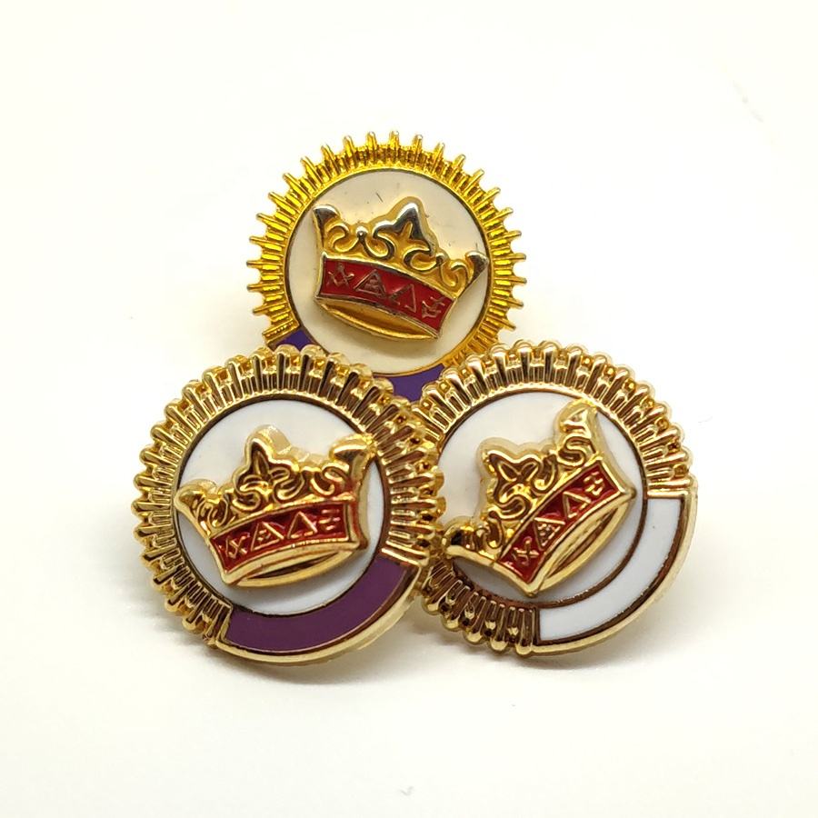Regalia Pin Freemason Regalia Gold White Enamel 5/8