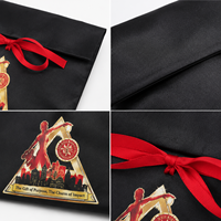 Pochette enveloppe en satin noir avec ruban, logo personnalisé, pour l'emballage de lingerie et de vêtements, sac d'emballage pour YJX Pack