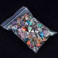 Pendentifs irréguliers en pierre de cristal naturelle brute avec bordure argentée, breloques en pierres précieuses brutes mélangées pour la fabrication de bijoux DIY