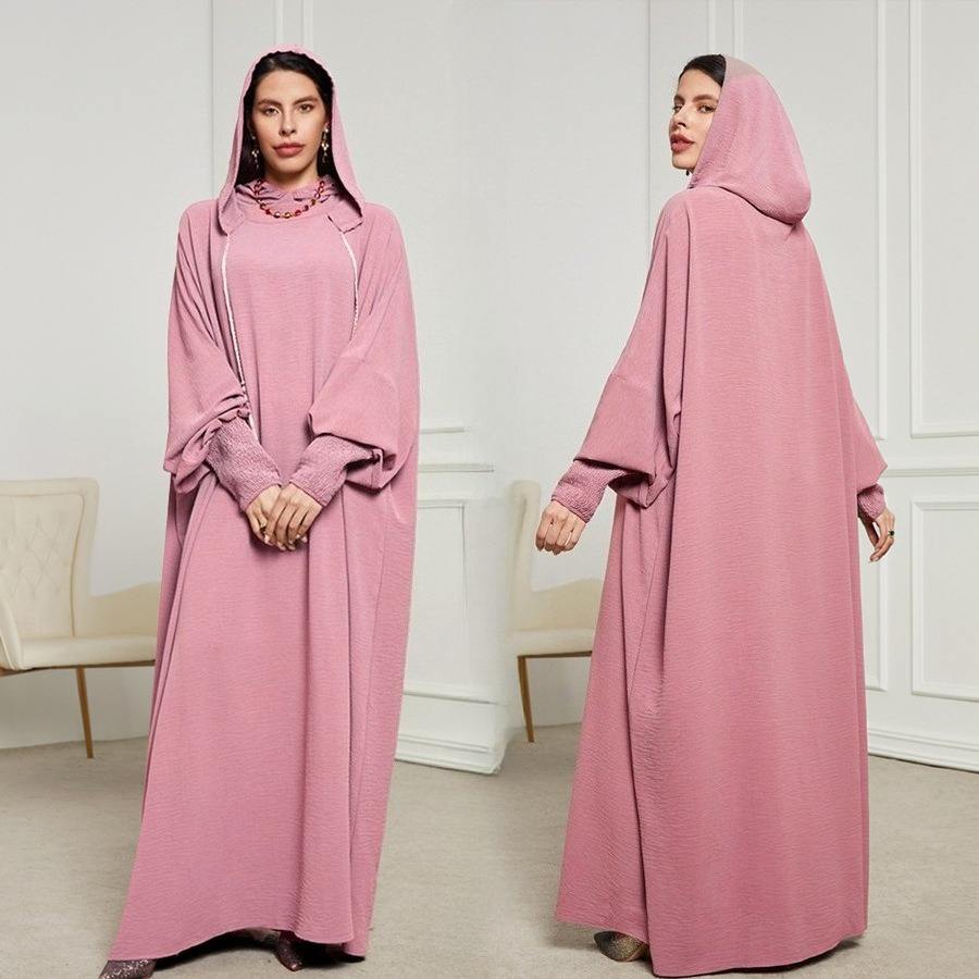 T955Model Jilbab Hijab Abaya Robe Women Crinkle Solid Color Casual ...