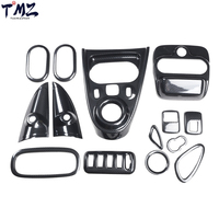 Autocollant intérieur de voiture en fibre de carbone noire pour panneau de console centrale, adapté à Mercedes-Benz Smart Fortwo 453 LHD 2015-2018