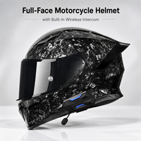 Casque de moto intégral en carbone forgé sur mesure OEM avec visière fumée et interphone sans fil intégré