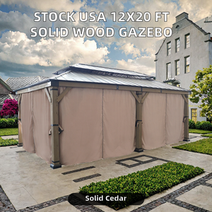 Gazebo STOCK DISPONIBLE <span class=keywords><strong>Mini</strong></span> Quantité 1 Pièce 3x3m Extérieur Double Toit Luxe <span class=keywords><strong>Bois</strong></span> Massif Gazebo Patio Jardin Villa Écran - Product Image 1