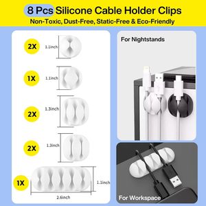 Cables de escritorio de plástico Accesorios de uso común Clips adhesivos blancos Cubierta de caja y bolsa de <span class=keywords><strong>auriculares</strong></span> para Kit de gestión electrónica - Product Image 3