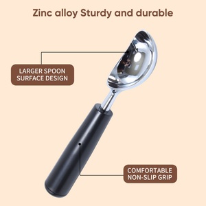 Cuchara de Helado de Aleación de Zinc con Mango Negro Premium, Cuchara de Sorbete Metálica Anticongelante, Utensilios de Cocina Duraderos al por Mayor para Chefs - Product Image 2