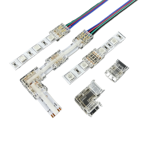 Conector <span class=keywords><strong>de</strong></span> tira LED RGB multicolor SMD COB <span class=keywords><strong>de</strong></span> 4 pines, 8 mm, 10 mm, conector <span class=keywords><strong>de</strong></span> tira LED <span class=keywords><strong>de</strong></span> <span class=keywords><strong>esquina</strong></span> <span class=keywords><strong>de</strong></span> 4 pines sin soldadura - Product Image 1