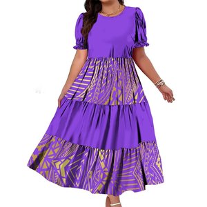 2025 nuovo arrivo abito largo con Design plissettato personalizzato polinesiano tribale hawaiano da donna a balze a bolle manica corta - Product Image 4