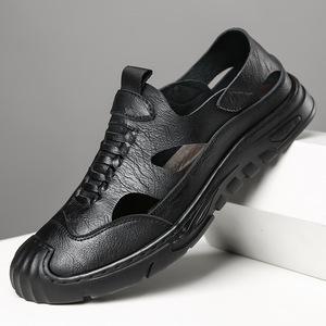 Men's Leather <b>Sandals</b> <b>Closed</b> <b>Toe</b> Lace Up Sport Style <b>Summer</b> Casual Shoes Outdoor Wearable Lightweight Breathable Design - Product Image 3