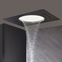 Ensemble de mitigeur de douche de pluie à LED avec affichage thermostatique de plafond dissimulé ensemble de robinets de douche de salle de bain noir avec pommeau de douche 600x800mm