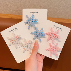2 Pcs/Set Shiny Snowflake Rhinestone Hairpins Snow Princess BB Hair Clips Children Kid Cute Hair Accessories Wholesale - Product Image 3
