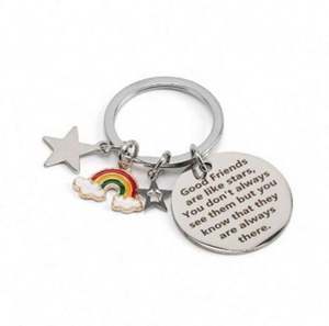 Porte-clés personnalisé en acier inoxydable, cadeaux d'amitié, les bons amis sont comme <span class=keywords><strong>des</strong></span> étoiles, arc-en-ciel, autres porte-clés, breloques, cadeaux pour amis - Product Image 1