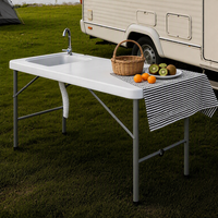 Évier de camping en PEHD moulé par soufflage, durable, portable, pliable, avec drainage, direct usine, pour pique-nique, jardin, patio, maison, cuisine