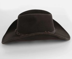 A111503 Chapeau haut de forme unisexe en feutre 100% laine, à large bord rigide, marron foncé, pour occasions formelles, décontractées et fêtes, vente en gros - Product Image 3