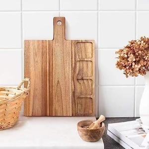 Planche à découper en bois 17x12 pouces avec compartiments pour légumes, fruits, collations et service à thé - Product Image 2