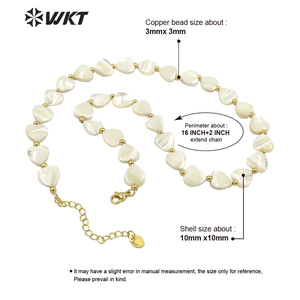 WT-JN191 Women <strong>Pure</strong> Holy White Shell Heart Necklace Lovely Hand Strand Beads Shell Necklace 16 Inch Long <strong>Lover</strong> Wedding Necklace - Product Image 6