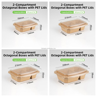Boîtes à lunch à double compartiment avec couvercles en PET Emballage de restauration rapide à emporter Récipients en papier durable pour restaurants de restauration rapide